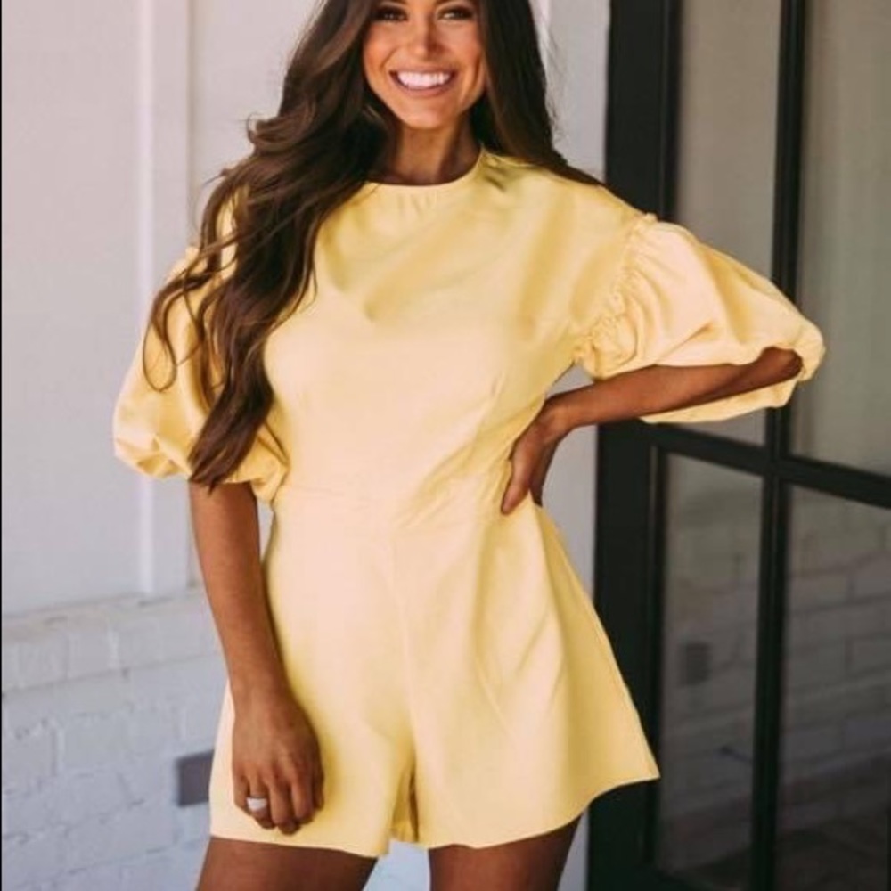 Yellow Puff Sleeve Romper